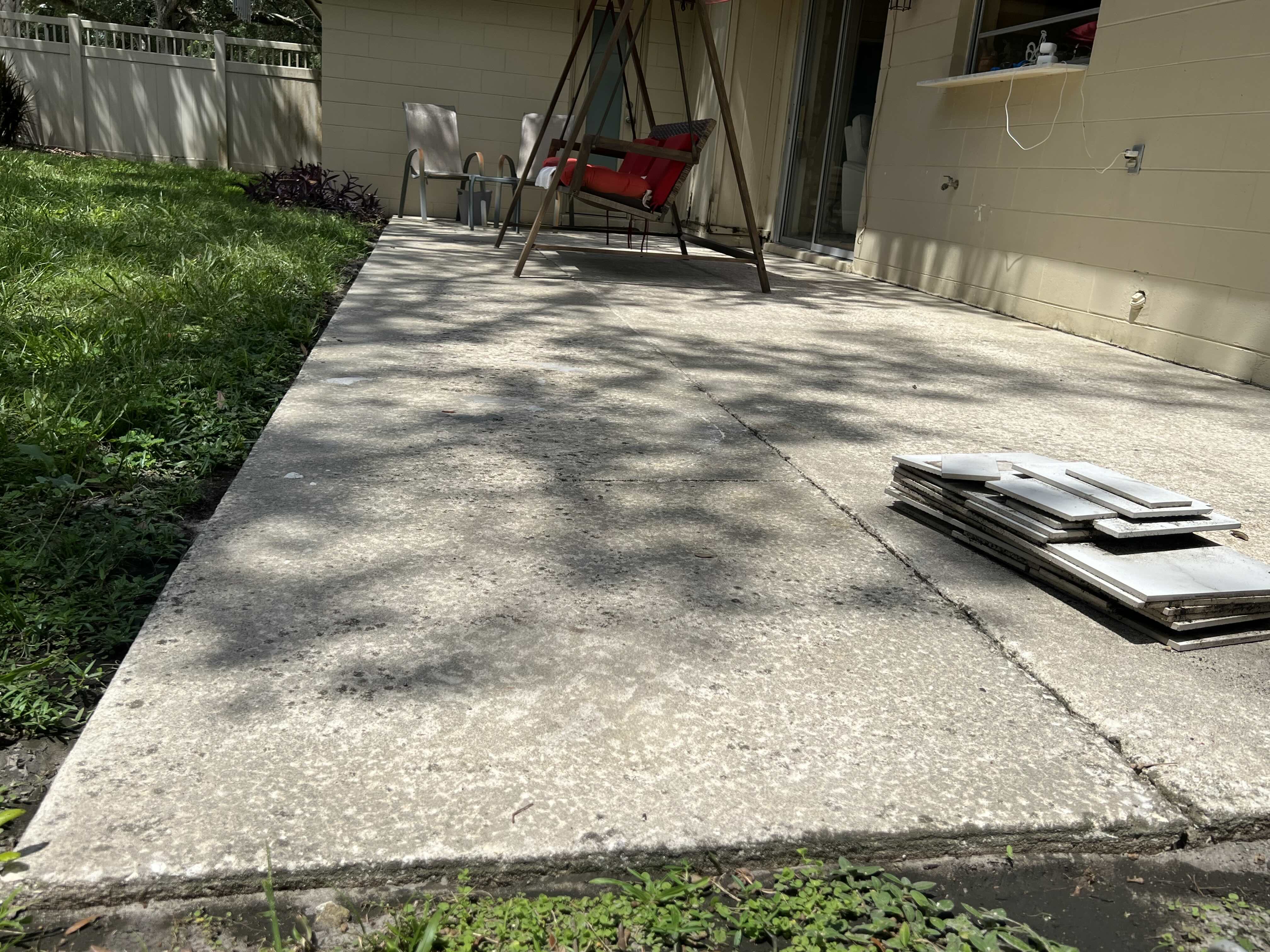 Patio after pressure washing