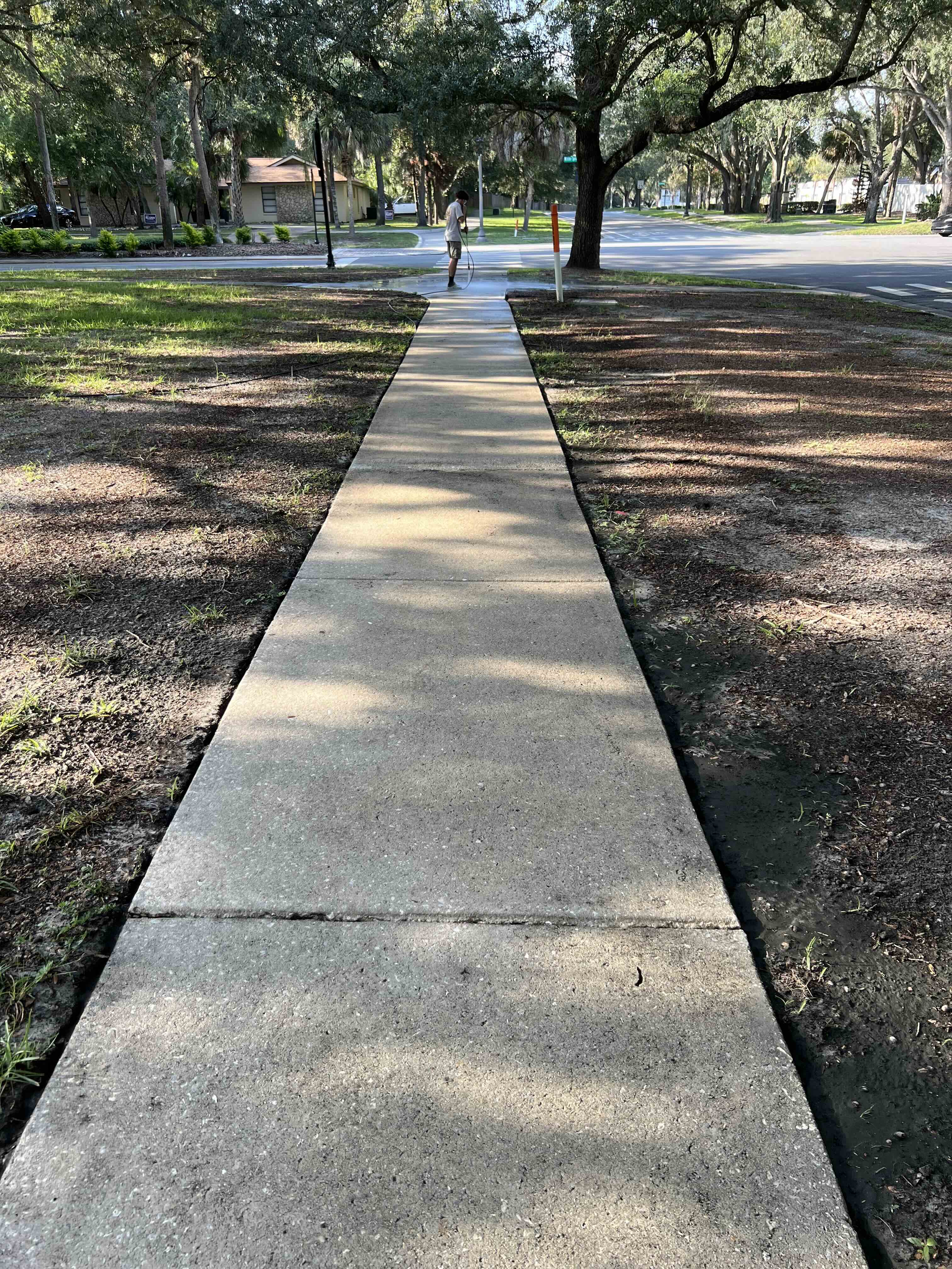 Sidewalk after pressure washing