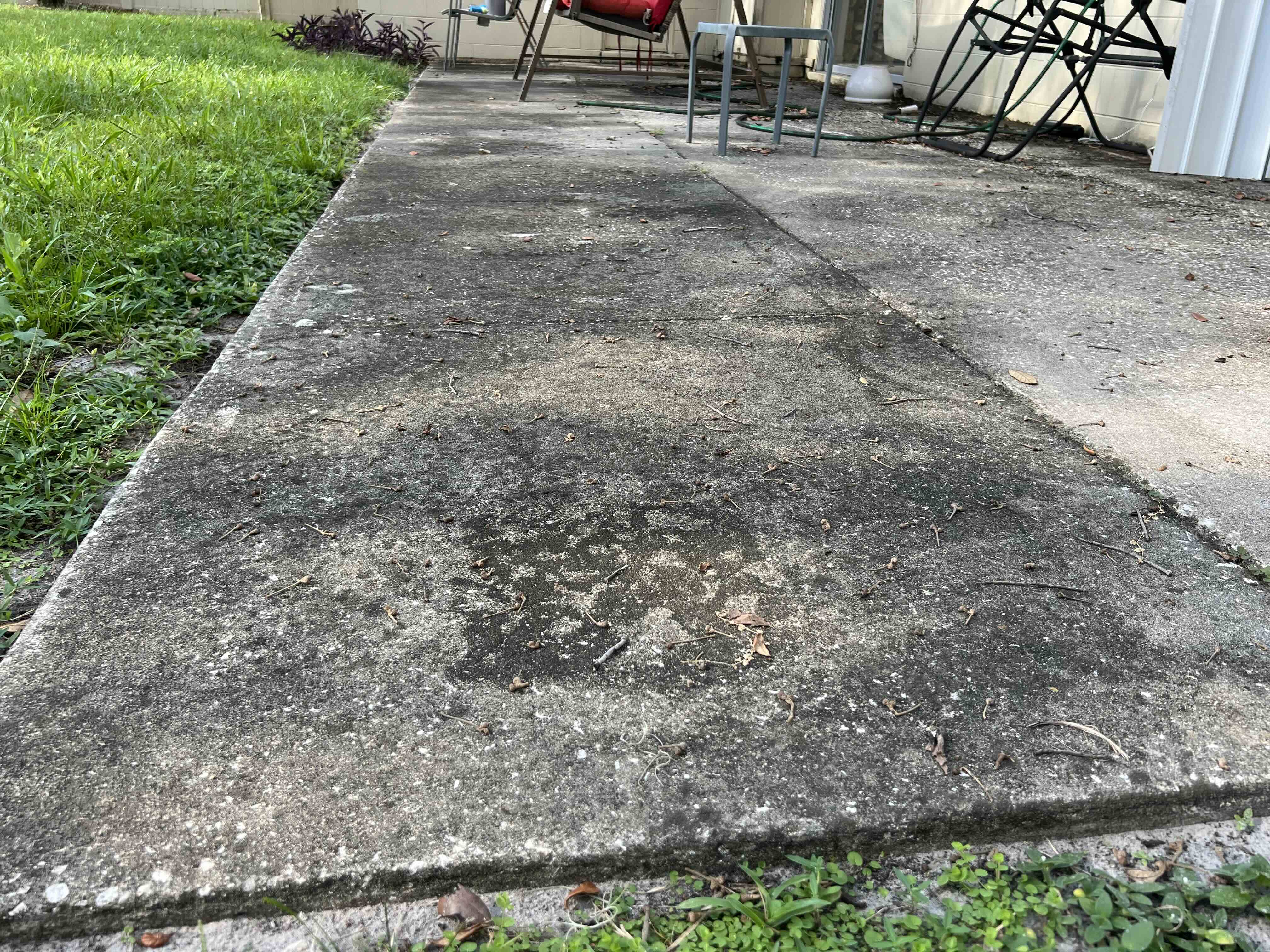 Patio before pressure washing